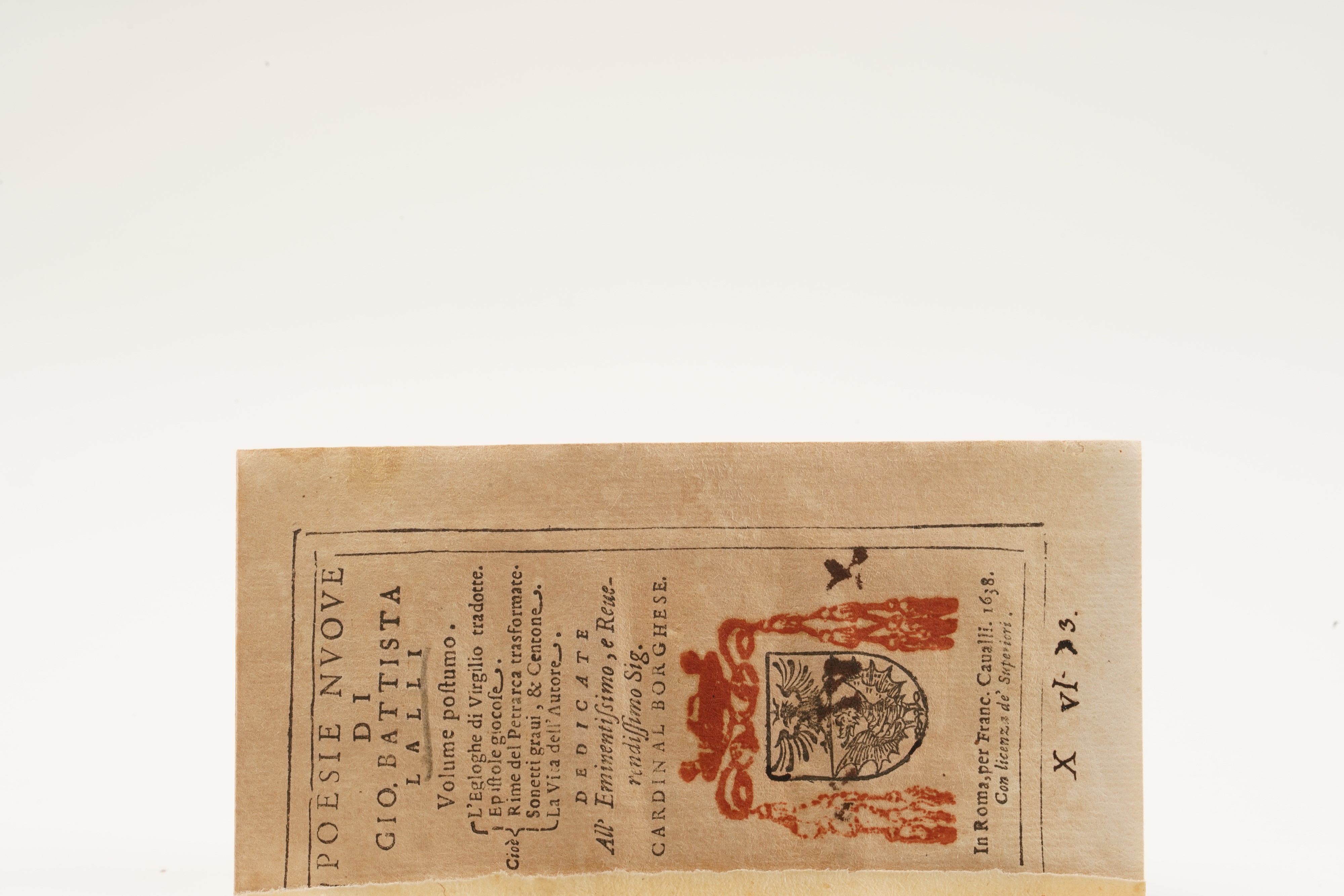 Battista Lalli Egloghe Et Ultime Poesie del Lalli... Roma, 1638