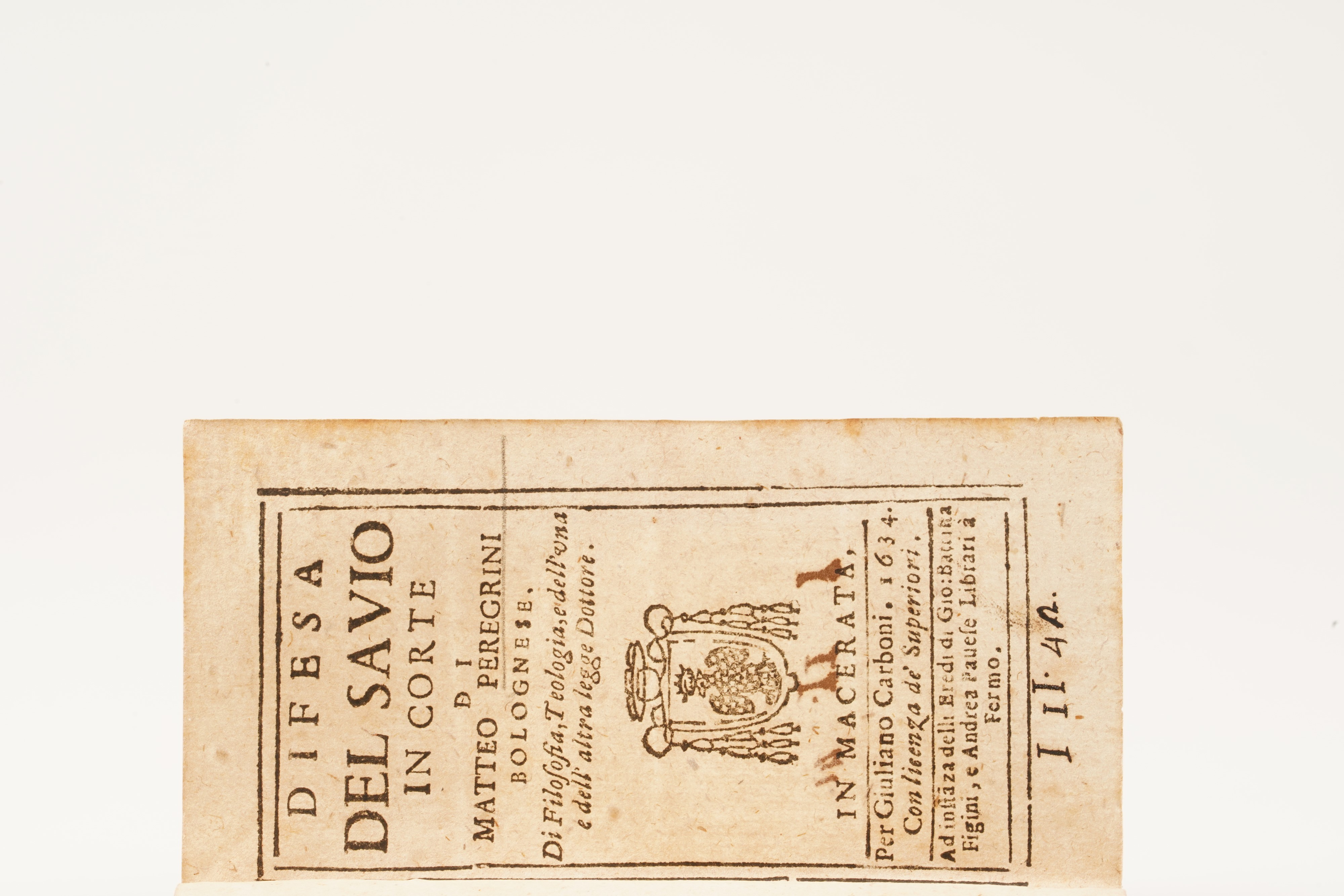 Matteo Peregrini Difesa del Savio in Corte... Macerata, 1634