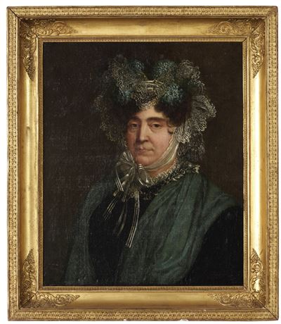 Scuola francese del XIX secolo, Ritratto di nobildonna con veletta, olio su tela