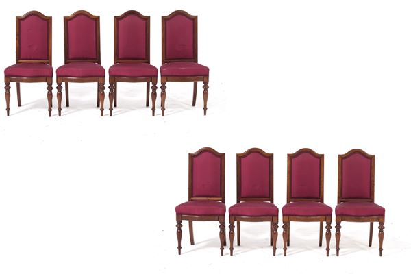 Gruppo di otto sedie. XIX secolo