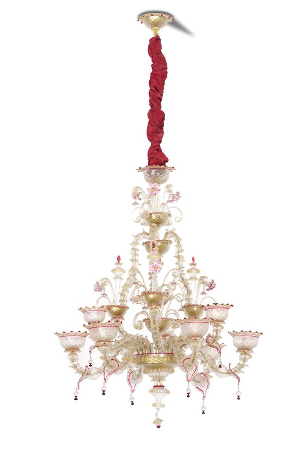 Lampadario in vetro di Murano, XX secolo