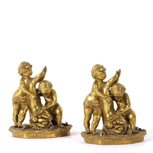 Coppia di putti allegoria dell’Abbondanza, XX secolo. 