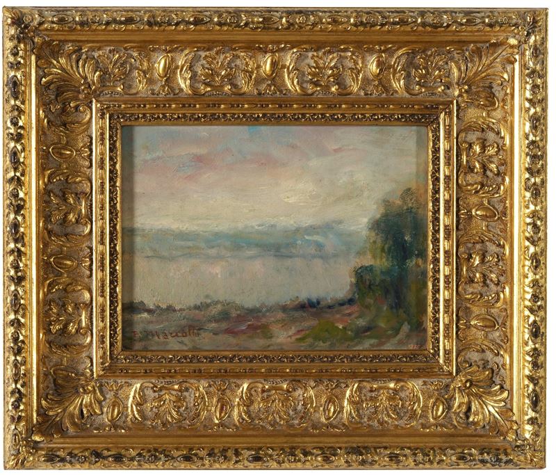 Pittore cremonese, inizio XX secolo Paesaggio  - olio su tavoletta - Auction 19th and 20th Century Paintings - Cambi Casa d'Aste
