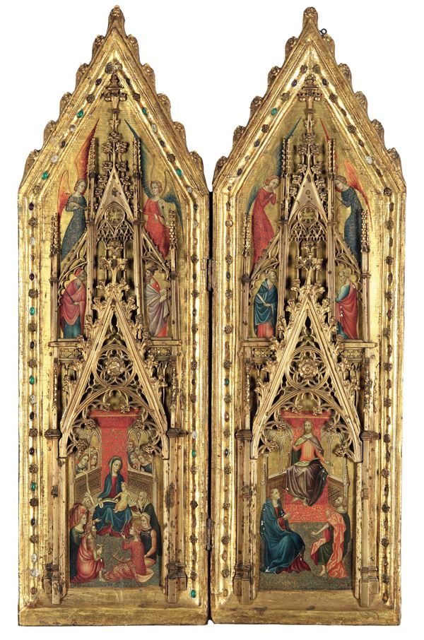 Nei modi della pittura francese del XIV secolo Dittico raffigurante Cristo e la Vergine in trono