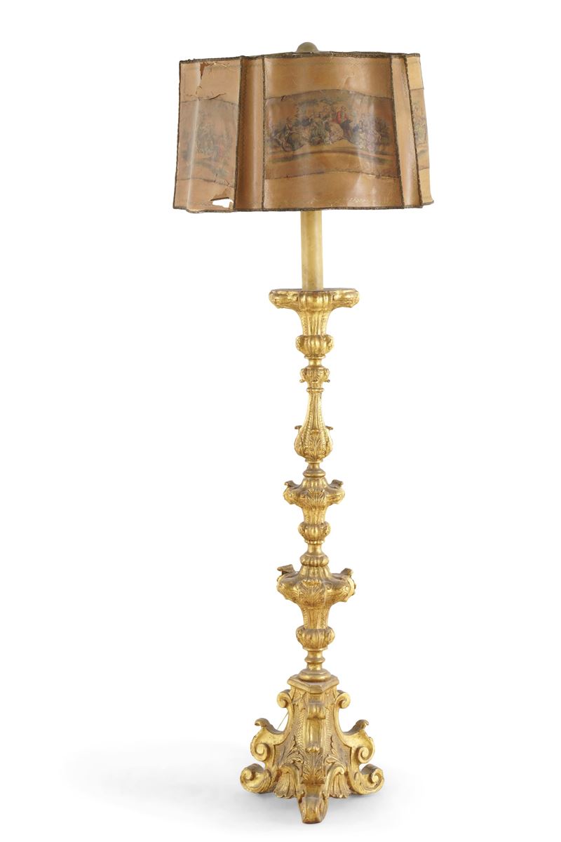 Piantana in legno intagliato e dorato. XVIII secolo  - Asta Antiquariato - Cambi Casa d'Aste