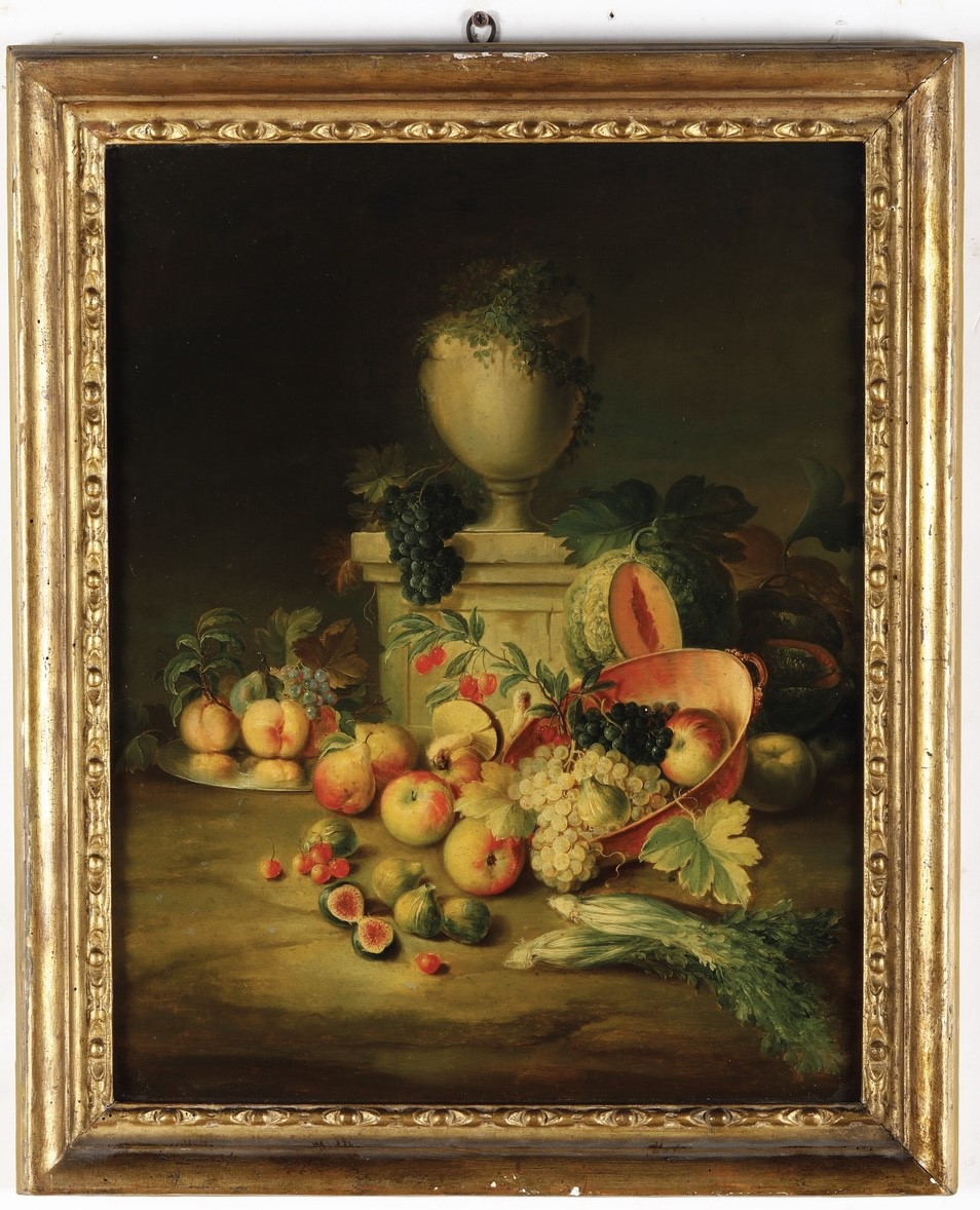 Scuola del XIX Secolo Nature Morte con Trionfi di Frutti