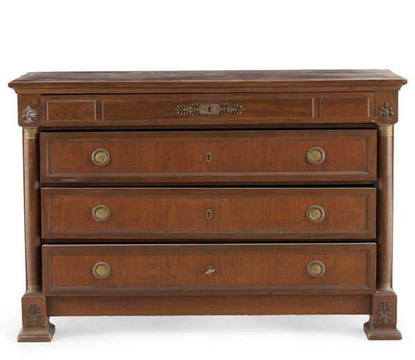 Cassettone in stile Impero lastronato. XX secolo