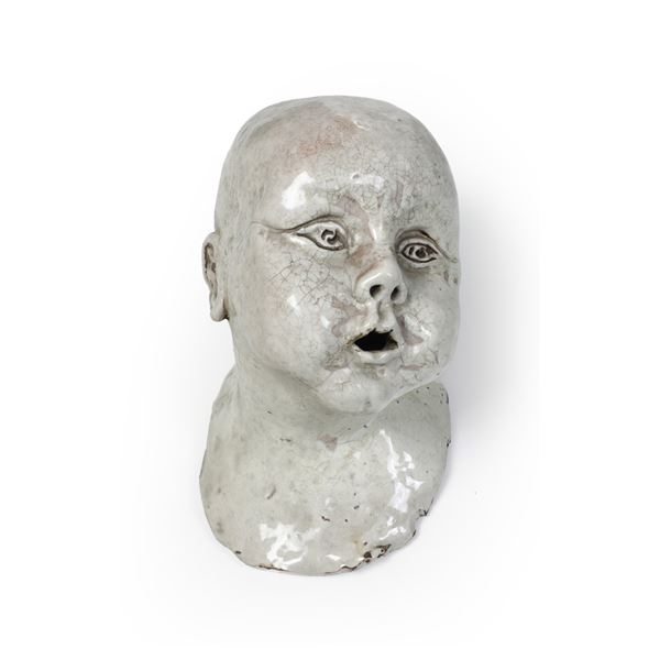 Manifattura Italiana del XX secolo Testa in ceramica bianca