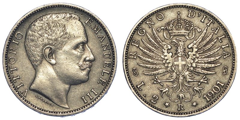 REGNO D'ITALIA. VITTORIO EMANUELE III DI SAVOIA, 1900-1946. 2 Lire 1901.  - Auction Numismatics - Cambi Casa d'Aste