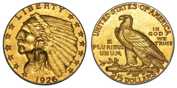 USA. REPUBLIC. 2,5 Dollars "Indian Head" 1926.