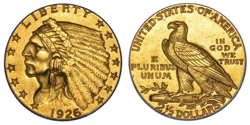 USA. REPUBLIC. 2,5 Dollars "Indian Head" 1926.  - Asta Numismatica - Cambi Casa d'Aste