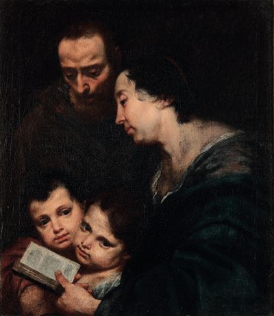Scuola del XVII Secolo Gruppo Familiare in un Interno