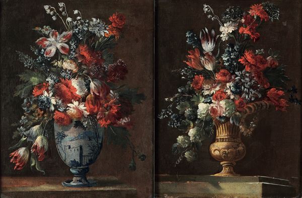 Scuola francese del XVIII secolo Natura morta con vaso di fiori