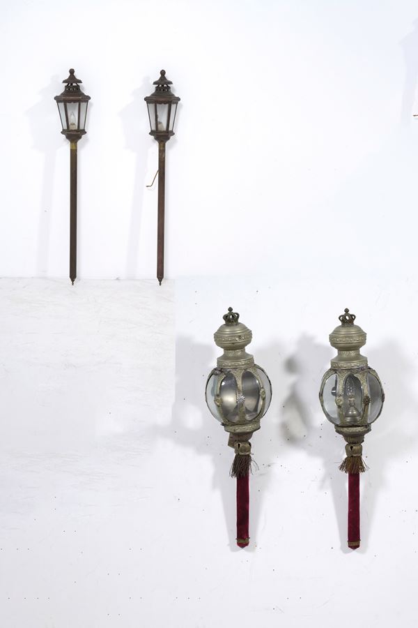 Due coppie di lanterne da carrozza, XIX secolo