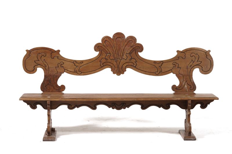 Panca in legno intagliato.  - Auction Antique - Cambi Casa d'Aste