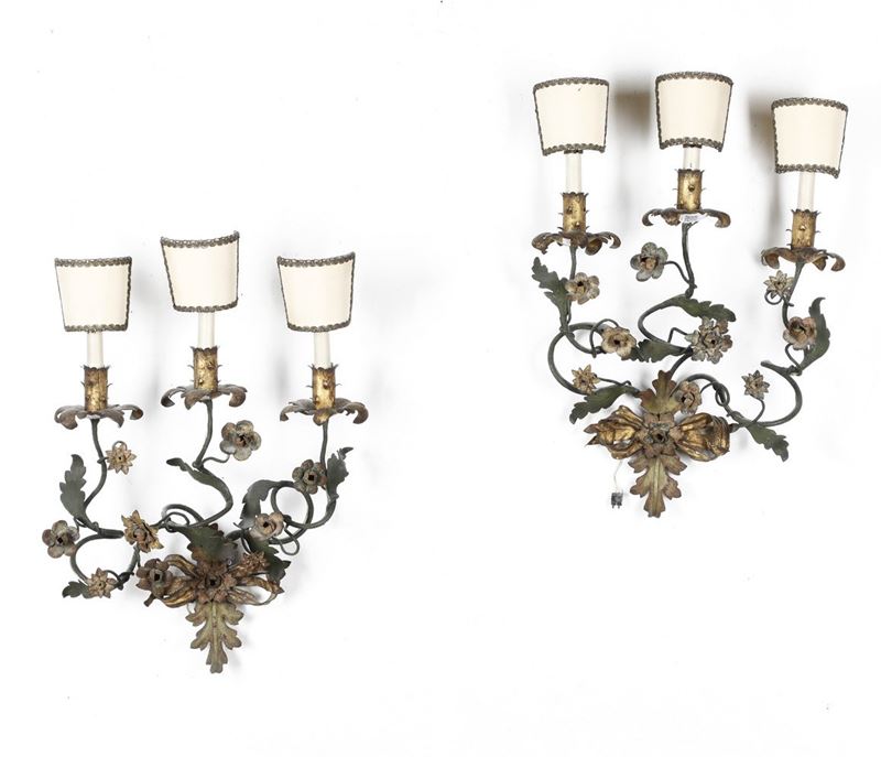 Coppia di appliques a tre luci  - Auction Antique - Cambi Casa d'Aste