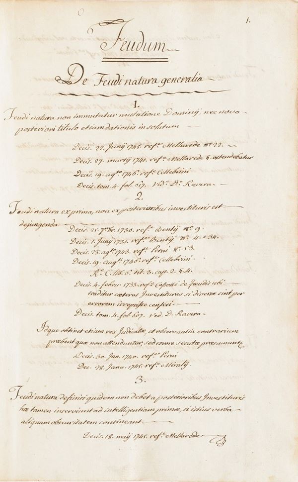 Trattato sui feudi Feudum... fine secolo XVIII