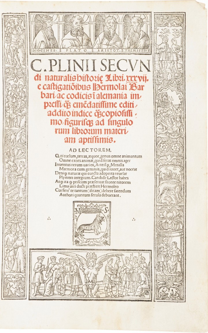 Gaio Plinio Secondo (plinio il Vecchio) De Naturalis Historiae... Venezia, Melchiorre Sessa, 1525