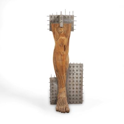 Leg series – Scultura in legno, ferro e cemento