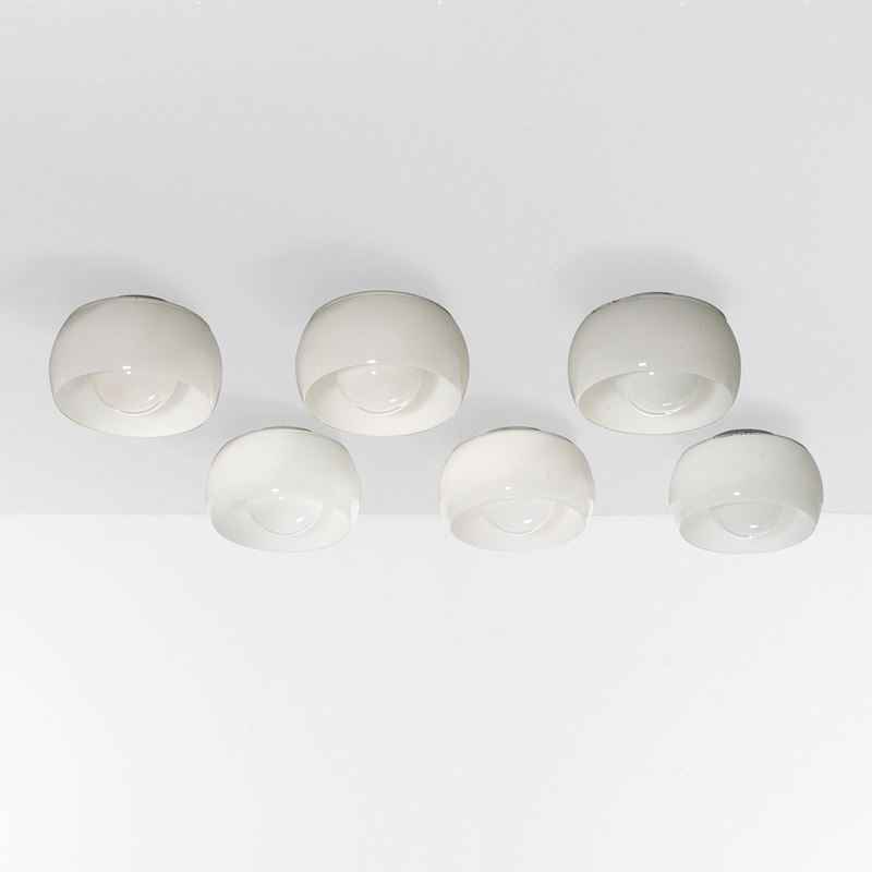 Vico Magistretti : Sei lampade a plafone mod. Omega  - Asta Design - Cambi Casa d'Aste