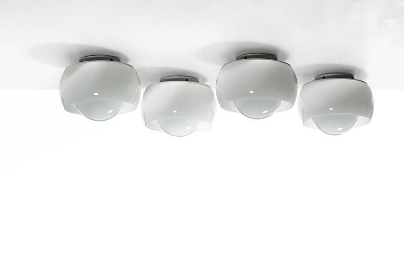 Vico Magistretti : Quattro lampade a plafone mod. Omega  - Asta Design Lab - Cambi Casa d'Aste