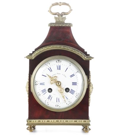 Orologio da Camera con Cassa Lastronata in Tartaruga. XIX-XX Secolo