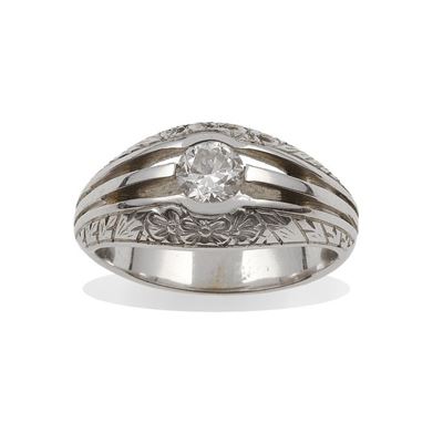Anello con Diamante di Vecchio Taglio di Ct 0.40 Circa
