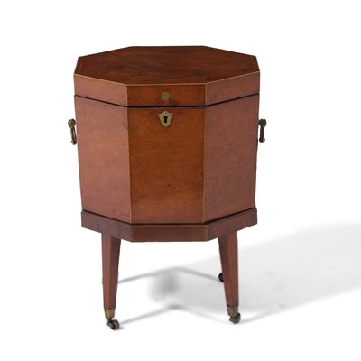 Wine Cooler in Mogano con Profili in Legno Chiaro, Inghilterra, XIX Secolo