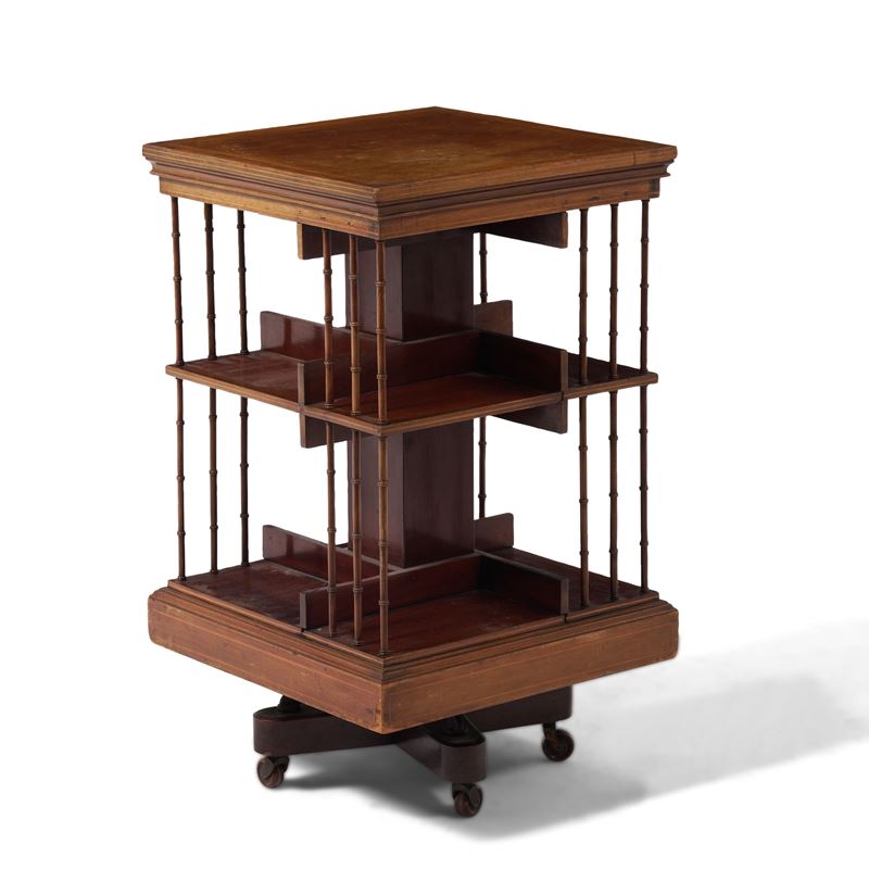 Libreria girevole con profilatura intarsiata Inghilterra, epoca Vittoriana  - Auction Antique - Cambi Casa d'Aste