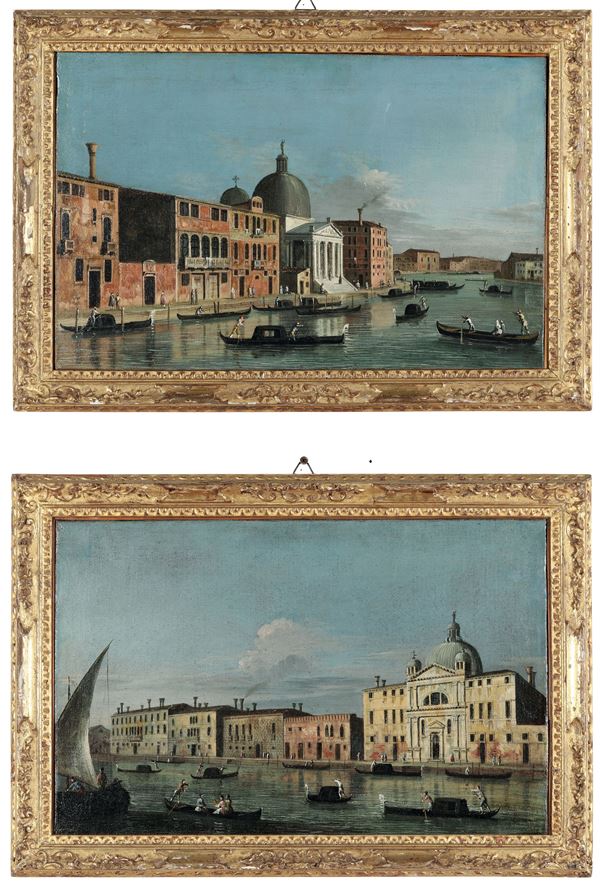 Vedute di Venezia con la Chiesa di San Simeon Piccolo e della Chiesa di Santa Maria della Presentazio [..]