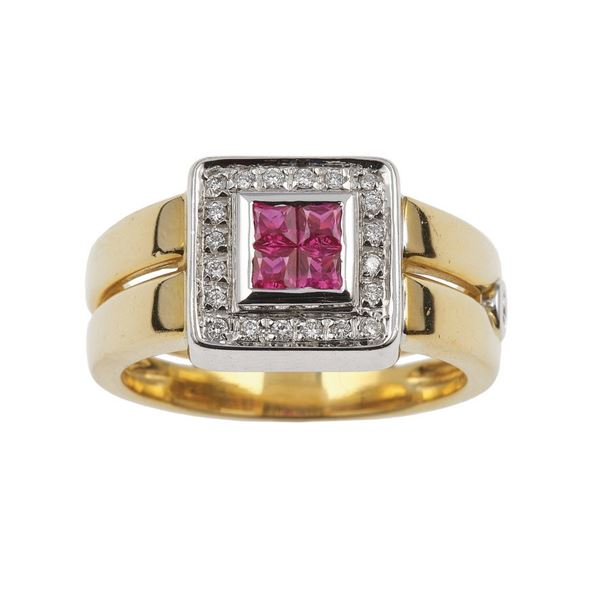 Ruby diamond and gold ring