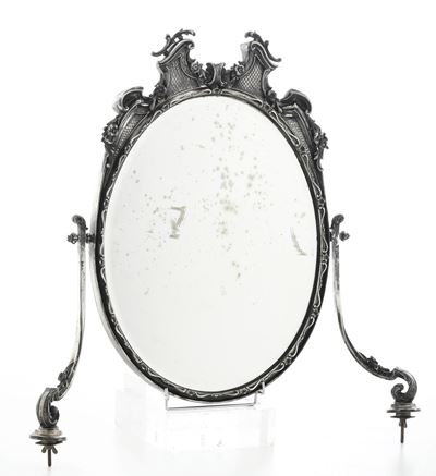 Specchiera Basculante per Toilette in Ottone Argentato in Stile Settecentesco, XX Secolo