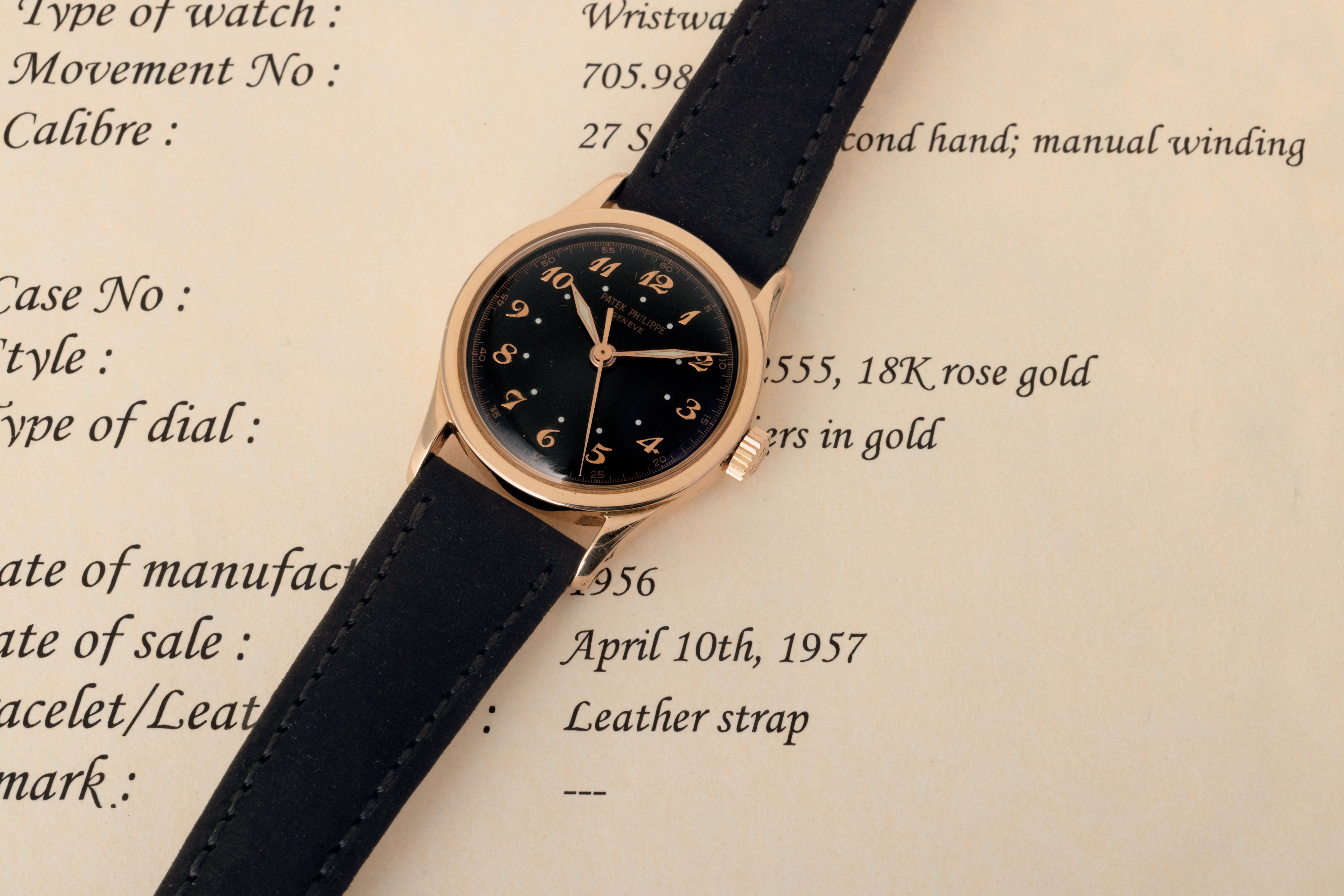 Patek Philippe - Raro ed Affascinante Calatrava Ref 2555 in Oro Rosa 18k, Secondi Centrali Quadra...