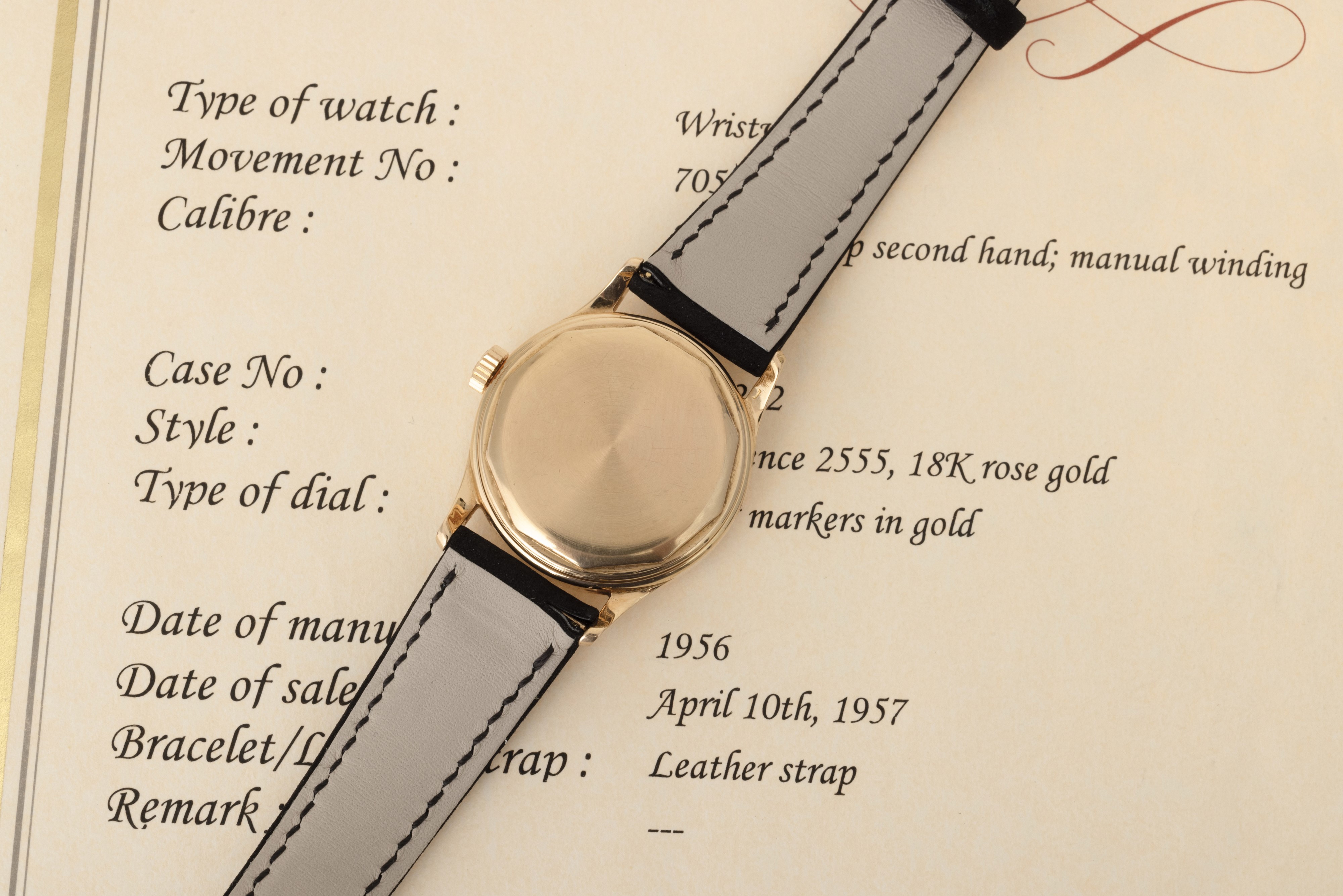 Patek Philippe - Raro ed Affascinante Calatrava Ref 2555 in Oro Rosa 18k, Secondi Centrali Quadra...