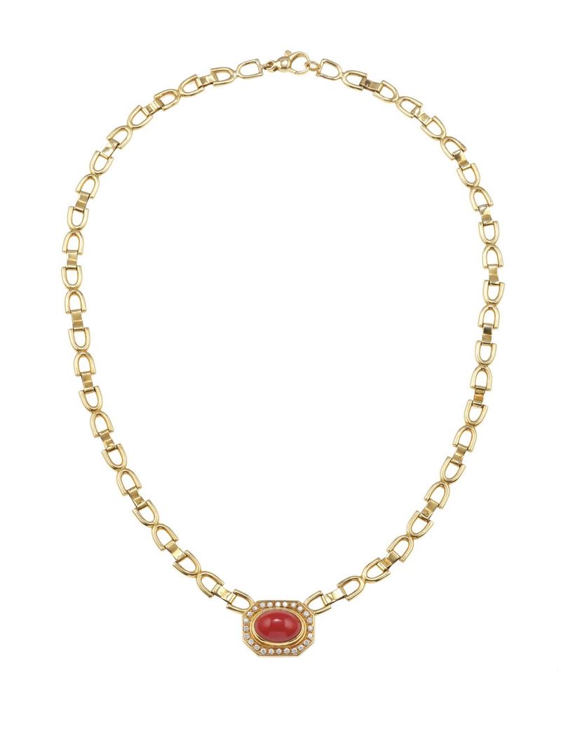 Coral, diamond and gold necklace  - Auction Fine Jewels - Cambi Casa d'Aste