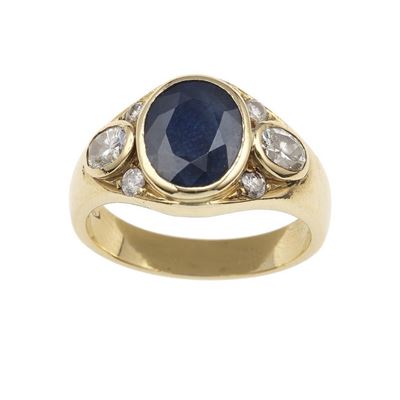 Anello con Zaffiro Sri Lanka e Diamanti