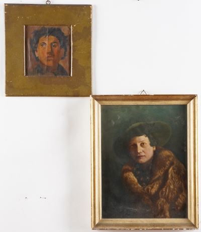 Scuola del XIX Secolo Due Dipinti Raffiguranti Ritratti