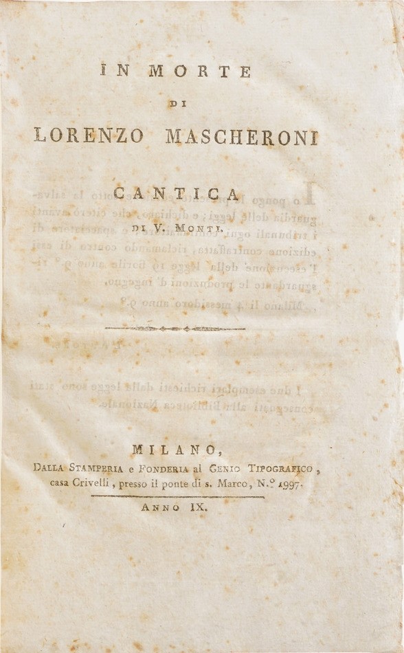 Monti Vincenzo in Morte di Lorenzo Mascheroni, Anno IX (1801)