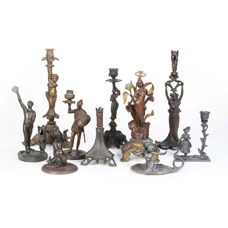 Lotto di candelieri in metallo e ottone  - Asta Antiquariato - Cambi Casa d'Aste