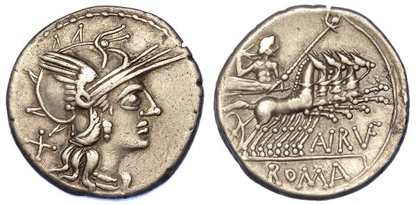 AURELIA. Aurelius Rufus o Annius Rufus, 144 a.C. Denario.
