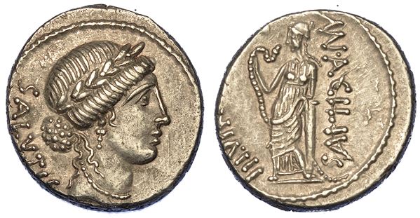 ACILIA. Mn. Acilius Glabrio, 49 a.C. Denario.