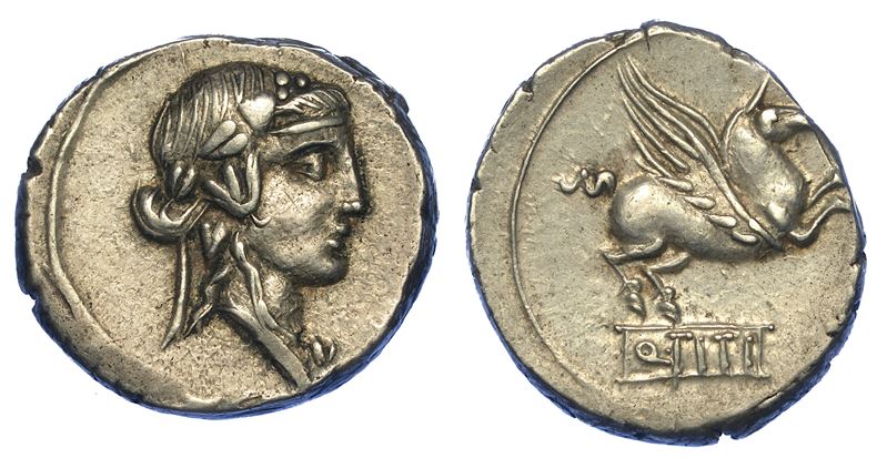 TITIA. Q. Titius, 90 a.C. Denario.  - Auction Numismatics - Cambi Casa d'Aste