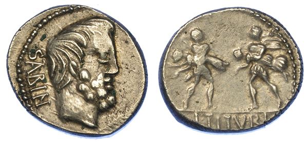 TITURIA. L. Titurius L. f. Sabinus, 89 a.C. Denario.
