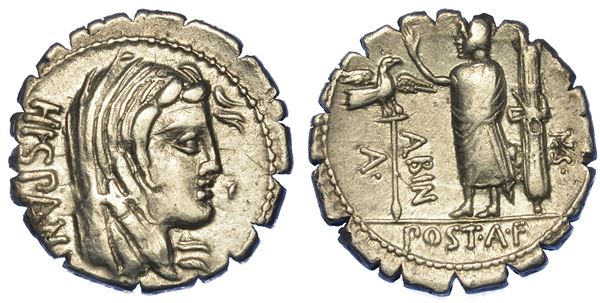 POSTUMIA. A. Postumius A.f. Sp.n. Albinus, 81 a.C. Denario.