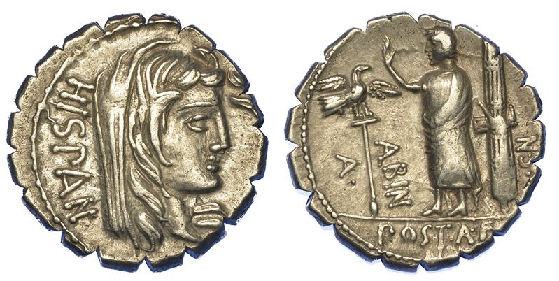 POSTUMIA. A. Postumius A.f. Sp.n. Albinus, 81 a.C. Denario.  - Auction Numismatics - Cambi Casa d'Aste