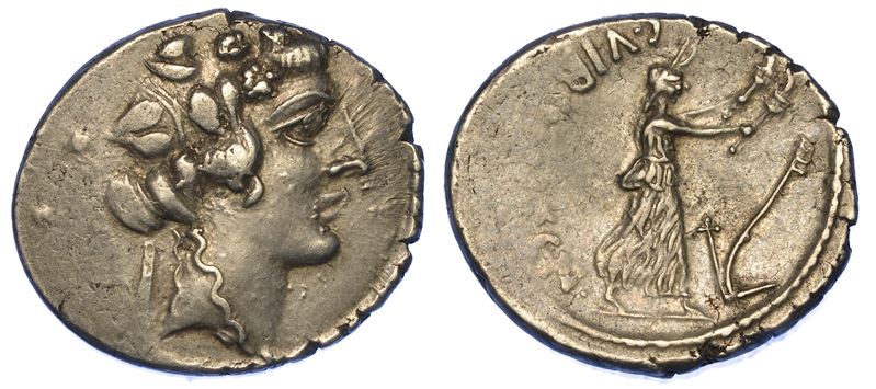 VIBIA. C. Vibius C. f. C. Pansa Caetronianus, 48 a.C. Denario.  - Asta Numismatica - Cambi Casa d'Aste