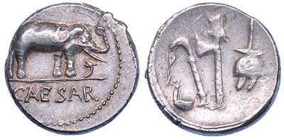 Julia. C. Julius Caesar. Denario, Anni 49-48 a.C. Zecca in Movimento con Cesare.