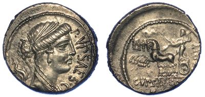 Plautia. P. Plautius Hypsaeus, 60 a.C. Denario.