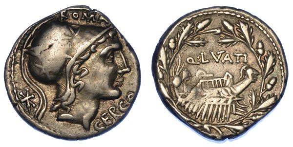 LUTATIA. Q. Lutatius Cerco, 109-108. a.C. Denario.