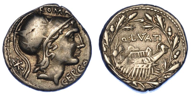 LUTATIA. Q. Lutatius Cerco, 109-108. a.C. Denario.  - Asta Numismatica - Cambi Casa d'Aste